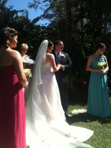The ceremony in sunny Florida with my husband, myself and my new stepdaughters.
