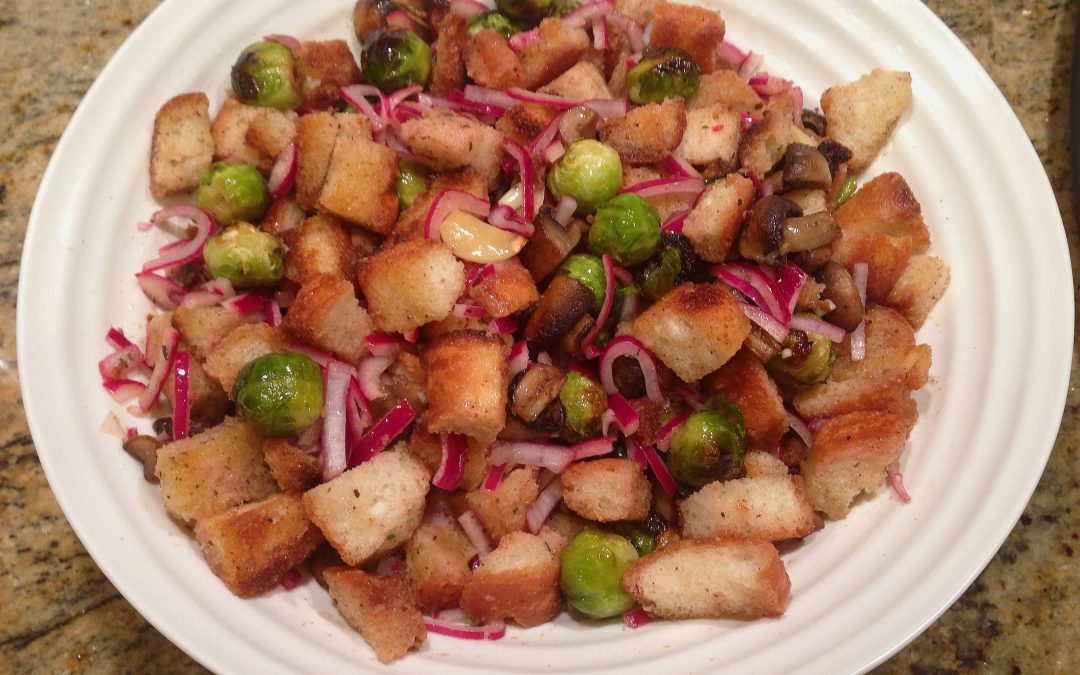 Mushroom and Brussels Sprout Panzanella
