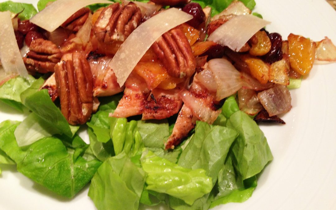 Chicken Salad with Roasted Fruit and Pecans
