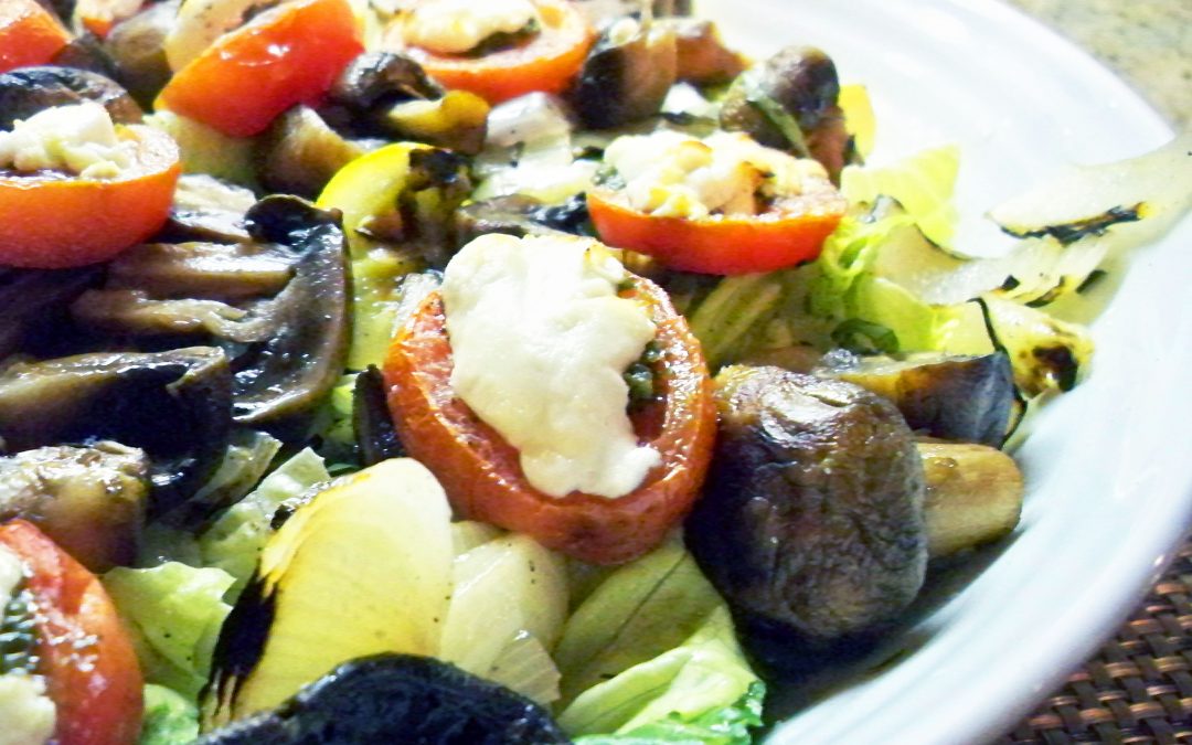 Grilled Veggie Salad with Goat Cheese and White Truffle Oil
