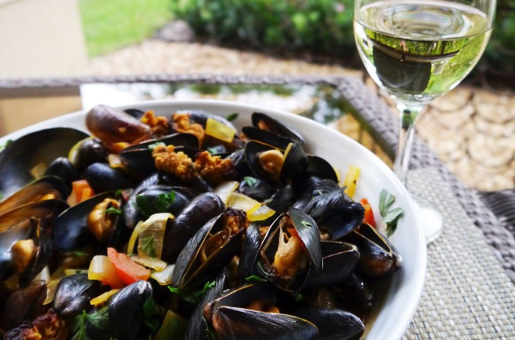 Steamed Mussels with Chorizo Sausage & Tomatoes