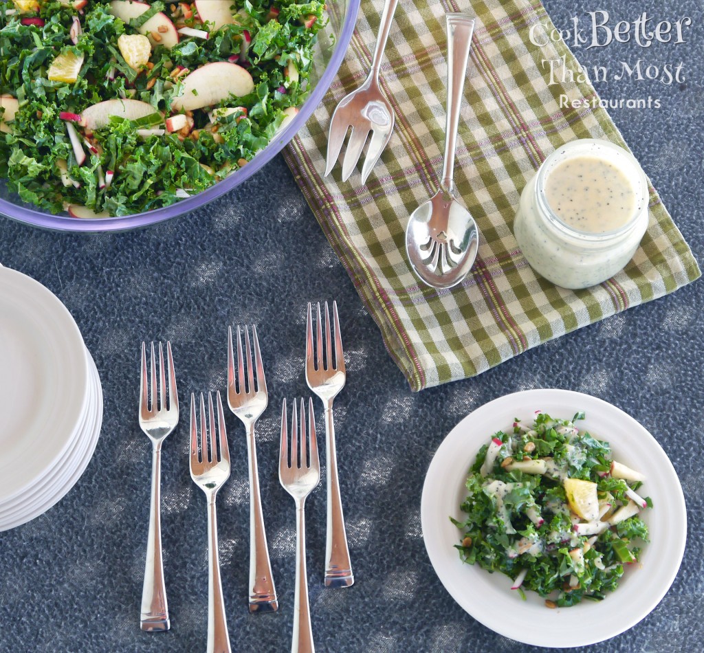 Fruit and Kale Salad with Poppy Seed Buttermilk Dressing