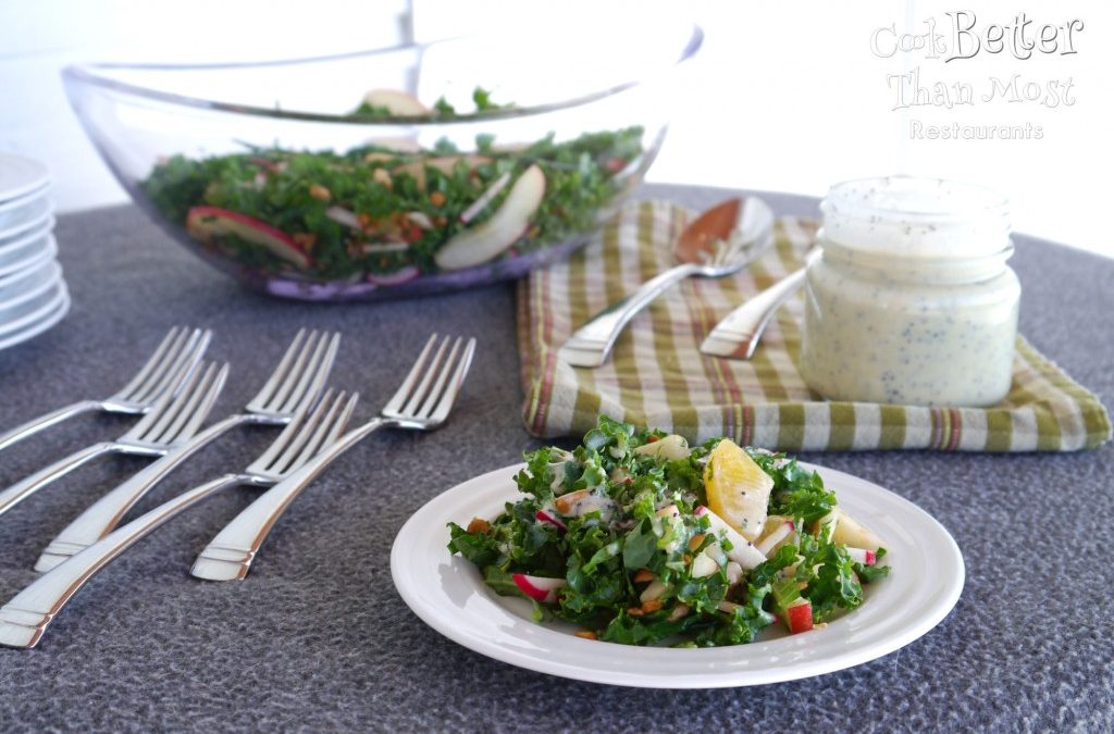 Fruit and Kale Salad with Poppy Seed Buttermilk Dressing