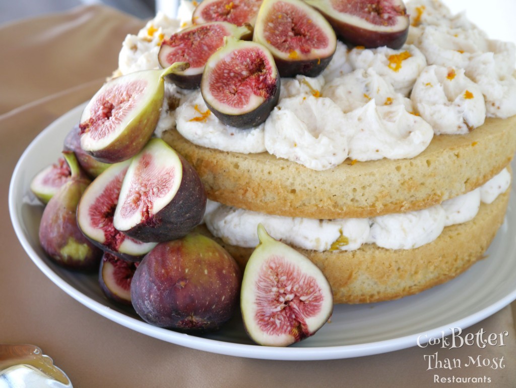 nutmeg wine cake with fig buttercream